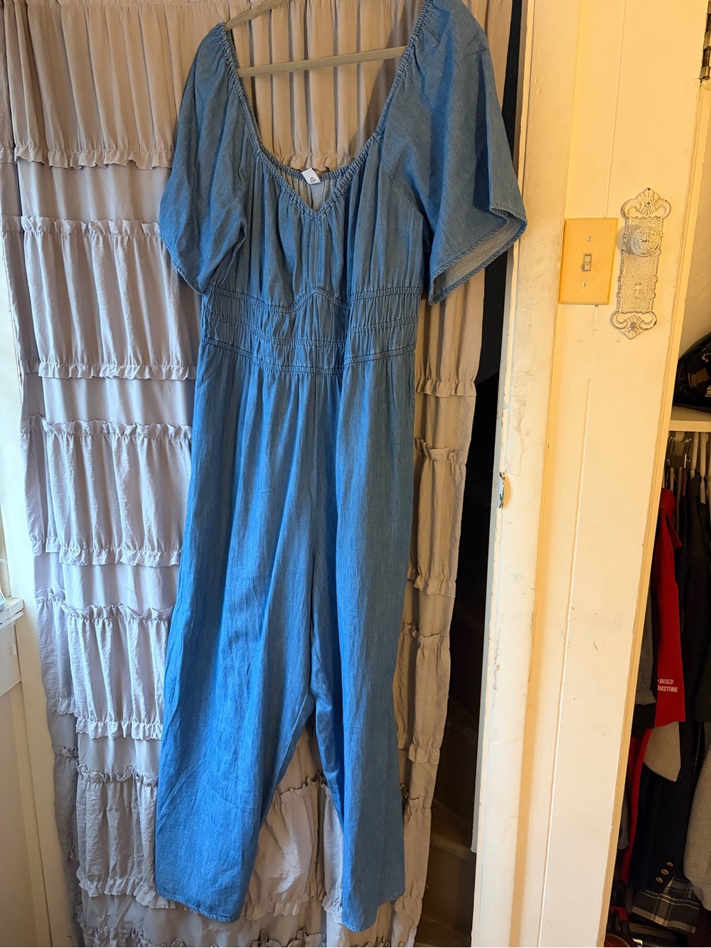 Old Navy Light Blue Denim Jumpsuit with Elastic Waist